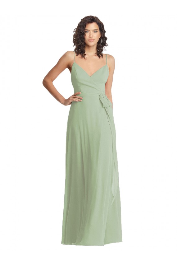 Long Sleeveless Soft Chiffon Smoke Green Trumpet Formal Evening Gown / Bridesmaid Dress Edmonton