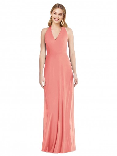 Long Sleeveless Soft Chiffon Desert Rose Trumpet Formal Evening Gown / Bridesmaid Dress Edmonton