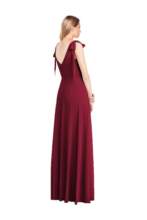 Long Sleeveless Soft Chiffon Coral Trumpet Bridesmaid Dress Edmonton