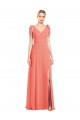 Long Sleeveless Soft Chiffon Coral Trumpet Bridesmaid Dress Edmonton