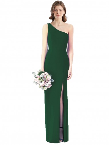 Long Sleeveless Soft Chiffon Dark Green Trumpet Bridesmaid Dress Edmonton
