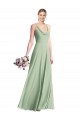 Long Sleeveless Chiffon Sage Spaghetti Straps A-Line Bridesmaid Dress / Evening Dress Edmonton