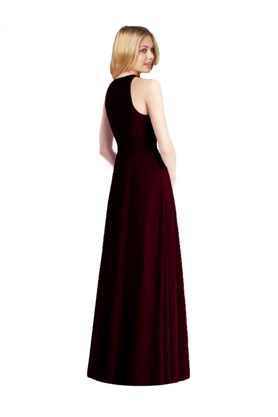 Long Sleeveless Soft Chiffon Light Sky Blue Trumpet Semi Formal Evening Dress / Bridesmaid Dress Edmonton