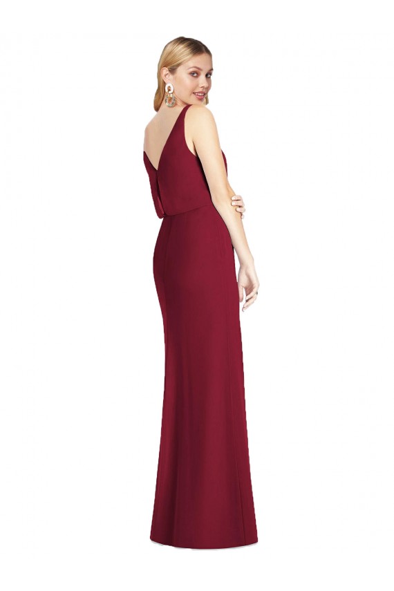 Long Sleeveless Soft Chiffon Dusty Pink Mermaid Bridesmaid Dress Edmonton