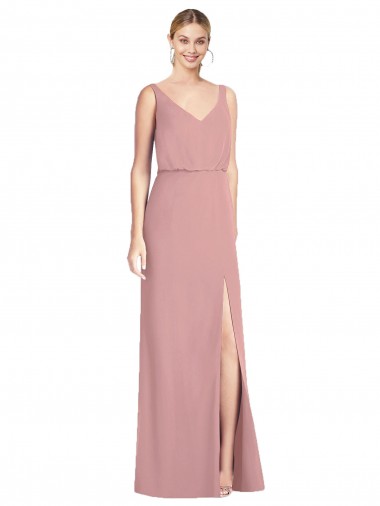 Long Sleeveless Soft Chiffon Dusty Pink Mermaid Bridesmaid Dress Edmonton