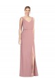 Long Sleeveless Soft Chiffon Dusty Pink Mermaid Bridesmaid Dress Edmonton