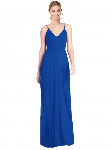 Long Sleeveless Soft Chiffon Royal Blue A-Line Formal Dress / Bridesmaid Dress Edmonton