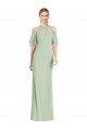 Long Cold Shoulder Soft Chiffon Sage Mermaid Semi Formal Evening Dress / Bridesmaid Dress Edmonton