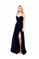 Long Sleeveless Soft Chiffon Dark Navy Spaghetti Straps A-Line Formal Evening Gown / Bridesmaid Dress Edmonton