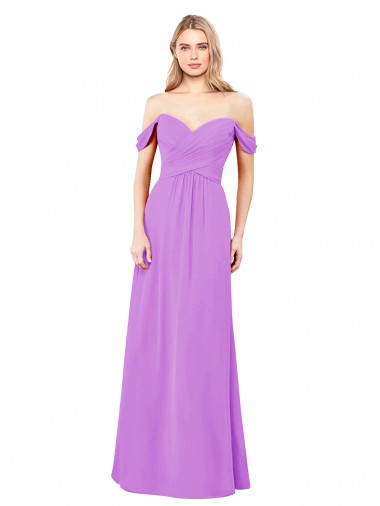 Long Sleeveless Soft Chiffon Violet A-Line Bridesmaid Dress Edmonton