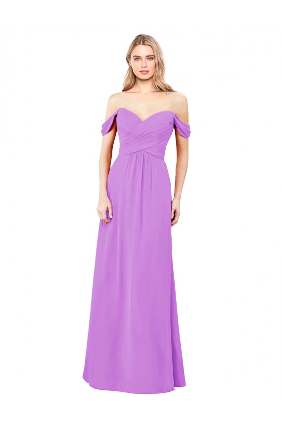 Long Sleeveless Soft Chiffon Violet A-Line Bridesmaid Dress Edmonton