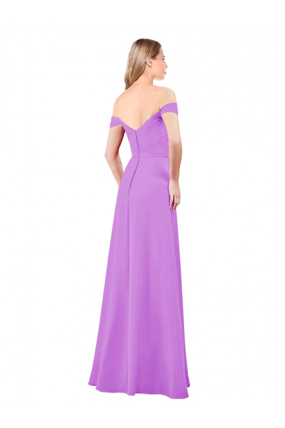 Long Sleeveless Soft Chiffon Violet A-Line Bridesmaid Dress Edmonton