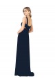 Long Sleeveless Chiffon Dark Navy V-Neck A-Line Bridesmaid Dress / Evening Dress Edmonton