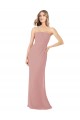 Long Sleeveless Soft Chiffon Dusty Pink Sheath Bridesmaid Dress Edmonton