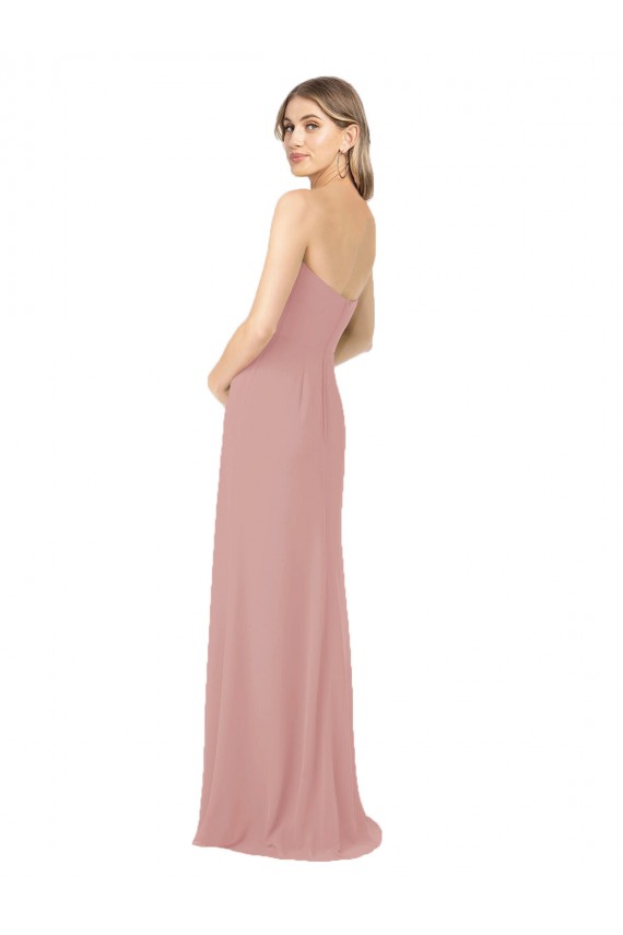 Long Sleeveless Soft Chiffon Dusty Pink Sheath Bridesmaid Dress Edmonton