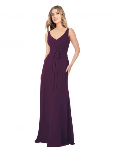 Long Floor Length Sleeveless Chiffon Grape A-Line Bridesmaid Dress Edmonton