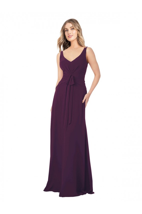 Long Floor Length Sleeveless Chiffon Grape A-Line Bridesmaid Dress Edmonton