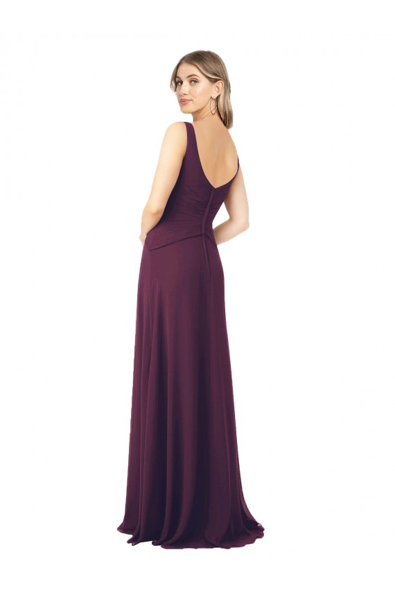 Long Floor Length Sleeveless Chiffon Grape A-Line Bridesmaid Dress Edmonton