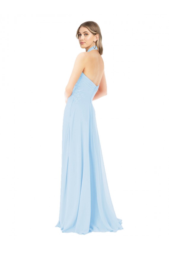 Long Sleeveless Chiffon Light Sky Blue A-Line Bridesmaid Dress / Evening Gowns Edmonton