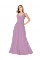 Long Sleeveless Soft Chiffon Dark Lavender A-Line Bridal Party Dress Edmonton