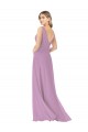 Long Sleeveless Soft Chiffon Dark Lavender A-Line Bridal Party Dress Edmonton