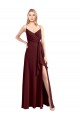 Long Floor Length Sleeveless Chiffon Burgundy Gold A-Line Bridesmaid Dress Edmonton