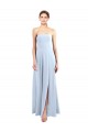 Long Sleeveless Soft Chiffon Light Sky Blue Strapless A-Line Bridesmaid Dress Edmonton