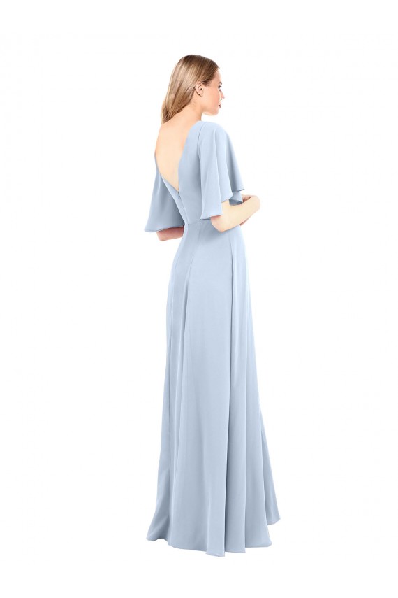 Long Flutter Sleeves Chiffon Light Sky Blue A-Line Bridesmaid Dress / Evening Dress Edmonton