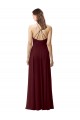 Long Sleeveless Soft Chiffon Burgundy Gold Halter Neck A-Line Bridesmaid Dress Edmonton