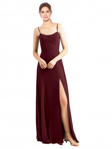 Long Sleeveless Chiffon Burgundy Gold A-Line Bridesmaid Dress / Evening Dress Edmonton