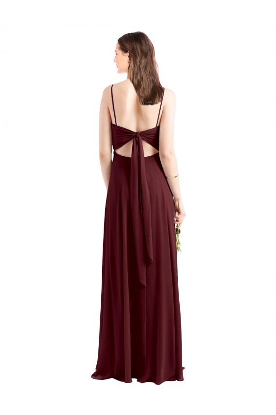 Long Sleeveless Chiffon Burgundy Gold A-Line Bridesmaid Dress / Evening Dress Edmonton