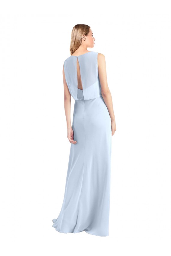 Long Sleeveless Chiffon Light Sky Blue V-Neck A-Line Bridesmaid Dress / Evening Gowns Edmonton