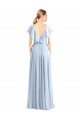 Long Flutter Sleeves Soft Chiffon Royal Blue A-Line Bridesmaid Dress Edmonton