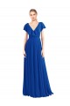 Long Flutter Sleeves Soft Chiffon Royal Blue A-Line Bridesmaid Dress Edmonton