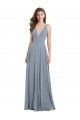 Long Sleeveless Chiffon Dusty Blue V-Neck A-Line Bridesmaid Dress / Evening Gowns Edmonton