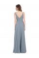 Long Sleeveless Chiffon Dusty Blue V-Neck A-Line Bridesmaid Dress / Evening Gowns Edmonton