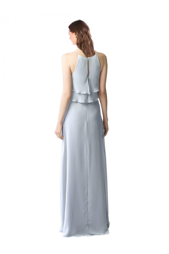 Long Sleeveless Soft Chiffon Light Sky Blue A-Line Bridesmaid Dresses Edmonton