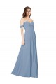 Long Sleeveless Chiffon Dusty Blue Sweetheart A-Line Wedding Party Dress Edmonton