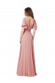 Long Flutter Sleeves Soft Chiffon Bliss Pink A-Line Bridesmaid Dress Edmonton