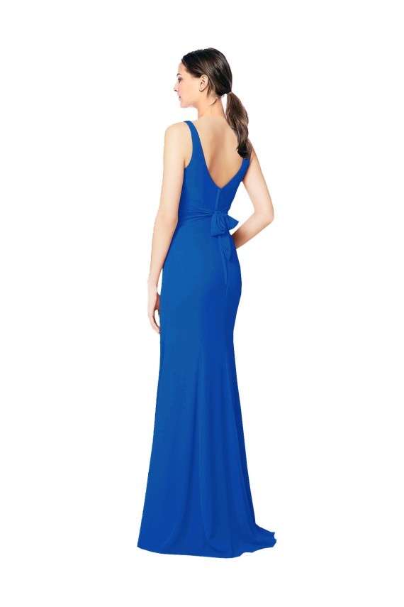 Long Sleeveless Chiffon Royal Blue Sheath Bridesmaid Dress / Evening Dress Edmonton