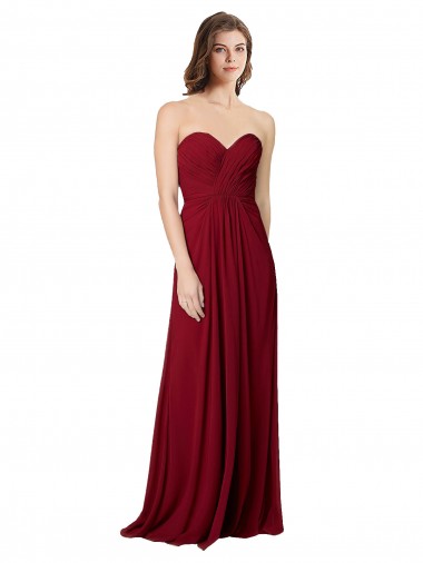 Long Floor Length Sleeveless Chiffon Burgundy A-Line Bridesmaid Dress Edmonton