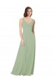 Long Sleeveless Soft Chiffon Smoke Green Sweetheart A-Line Formal Dress / Bridesmaid Dress Edmonton