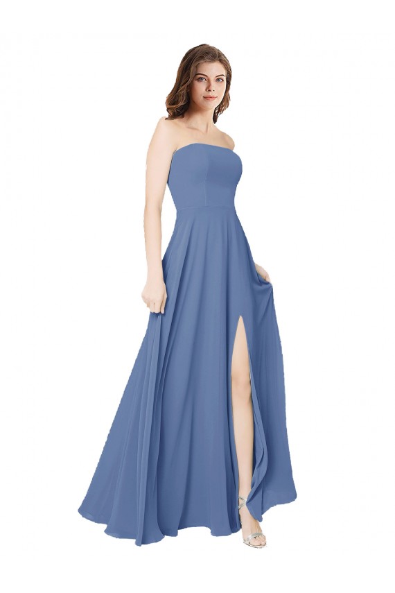 Long Sleeveless Soft Chiffon Windsor Blue A-Line Formal Dress / Bridesmaid Dress Edmonton