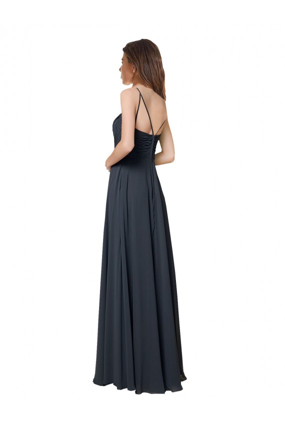 Long Sleeveless Soft Chiffon Watermelon V-Neck A-Line Bridesmaid Dress Edmonton