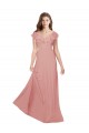 Long Flutter Sleeves Chiffon Bliss Pink A-Line Bridesmaid Dress / Evening Dress Edmonton