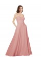 Long Sleeveless Soft Chiffon Bliss Pink A-Line Bridesmaid Dress Edmonton