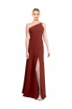 Long Sleeveless Soft Chiffon Burgundy One Shoulder A-Line Formal Dress / Bridesmaid Dress Edmonton