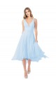 Midi Length Sleeveless Soft Chiffon Light Sky Blue A-Line Bridesmaid Dress Edmonton