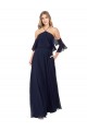 Long Flutter Sleeves Soft Chiffon Dark Navy A-Line Formal Dress / Bridesmaid Dress Edmonton