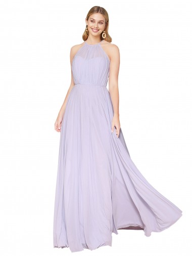 Long Sleeveless Soft Chiffon Lilac A-Line Formal Evening Gown / Prom Dress / Bridesmaid Dress Edmonton